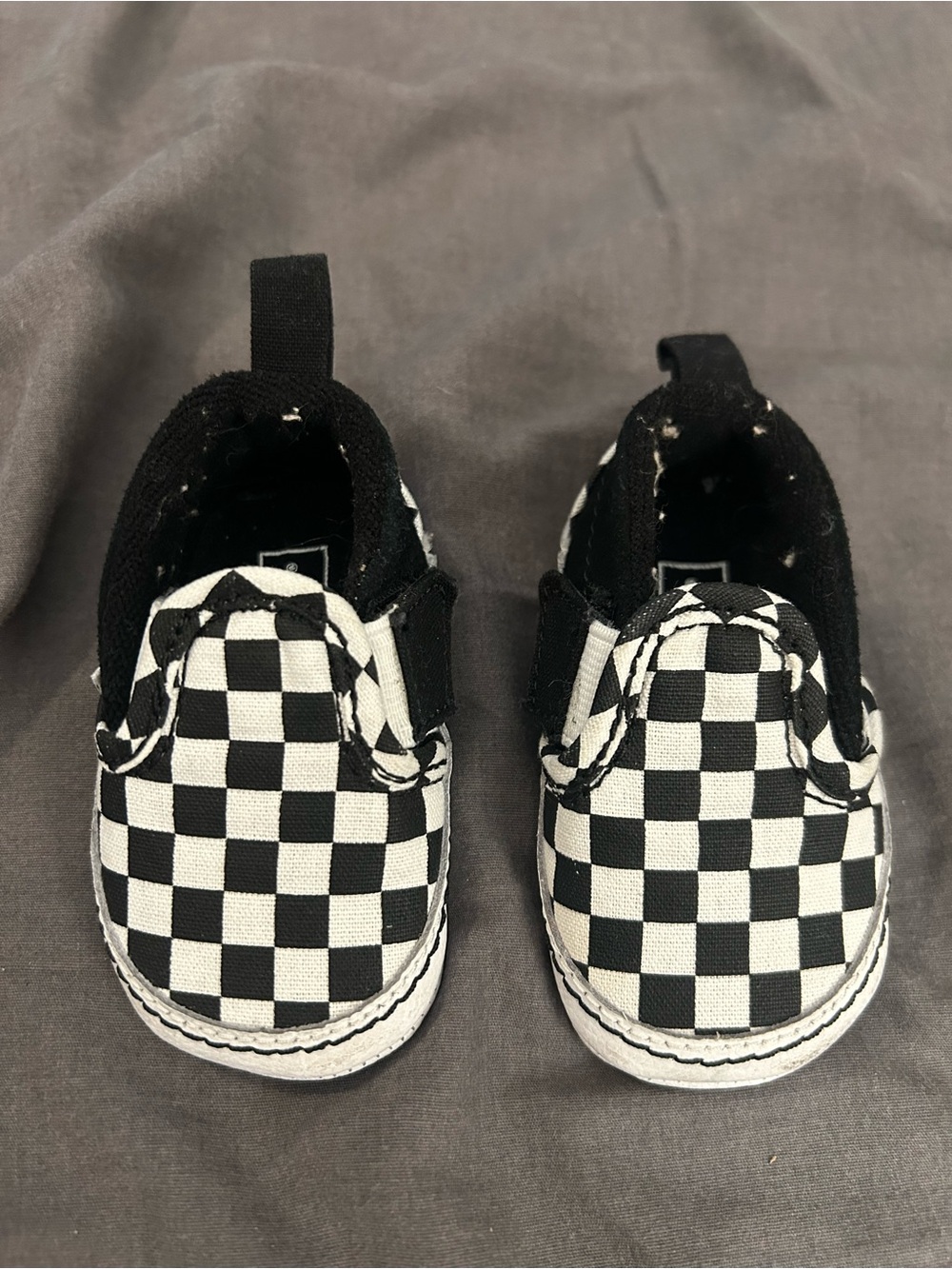 Vans Baby Checkerboard Slip-On Shoes - Black & White